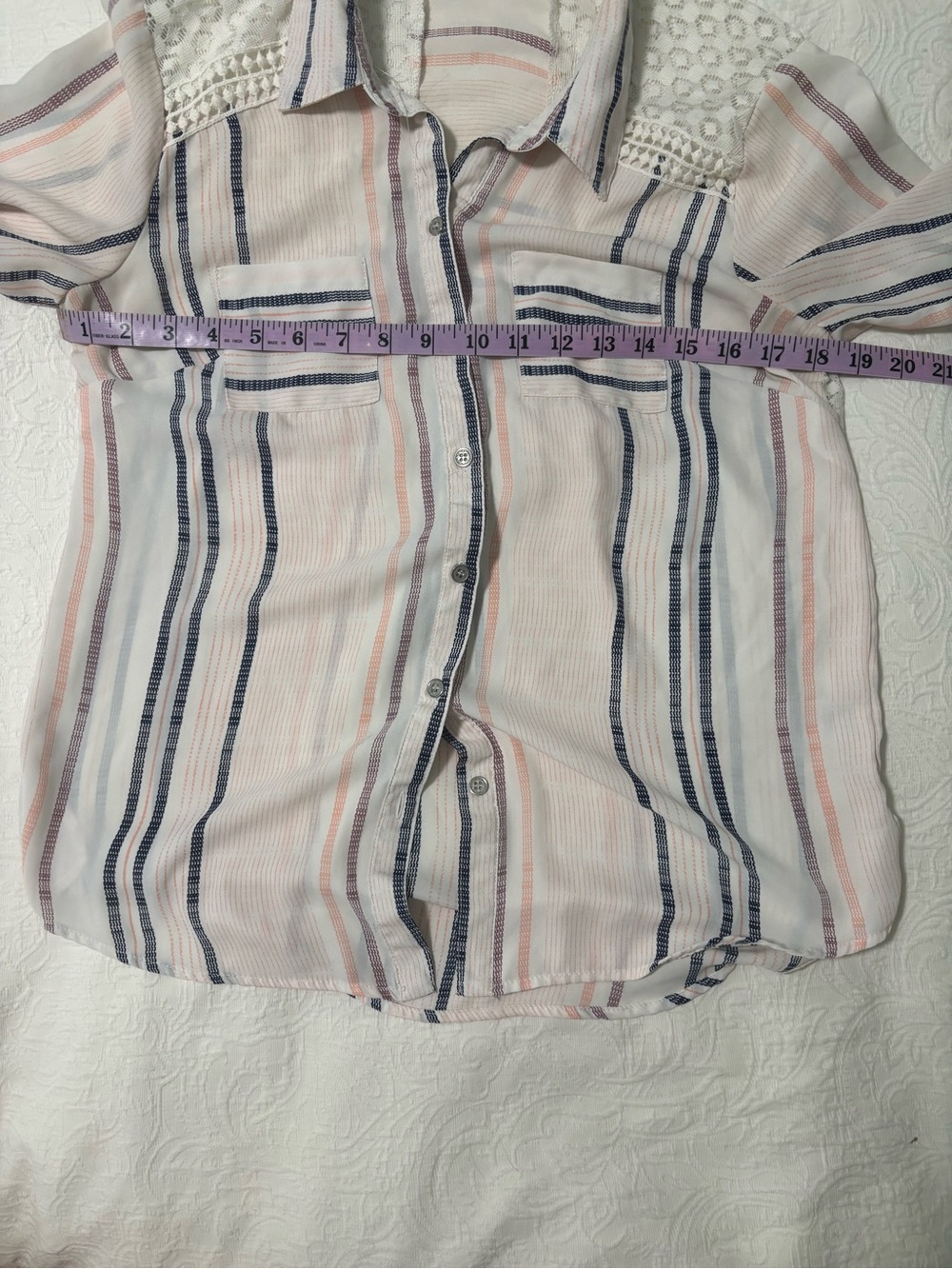 Jolt Striped Button-Down Shirt in White, Navy & Pink - Picture 2 of 6